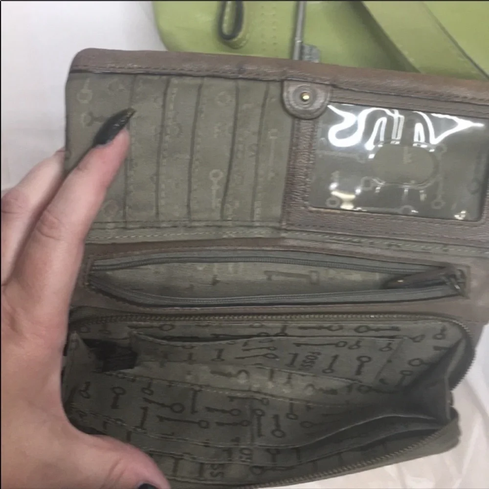 Fossil Hanover Top Zip Shoulder Bag Purse Lime